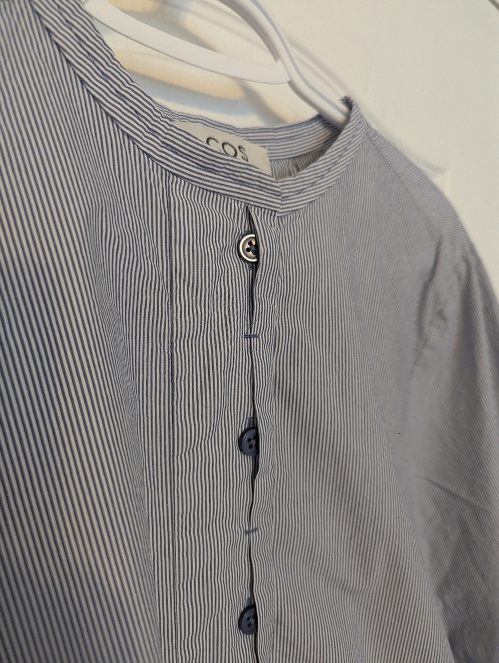 COS Cotton Blue Round-Neck Peasant Blouse - Picture 4 of 5